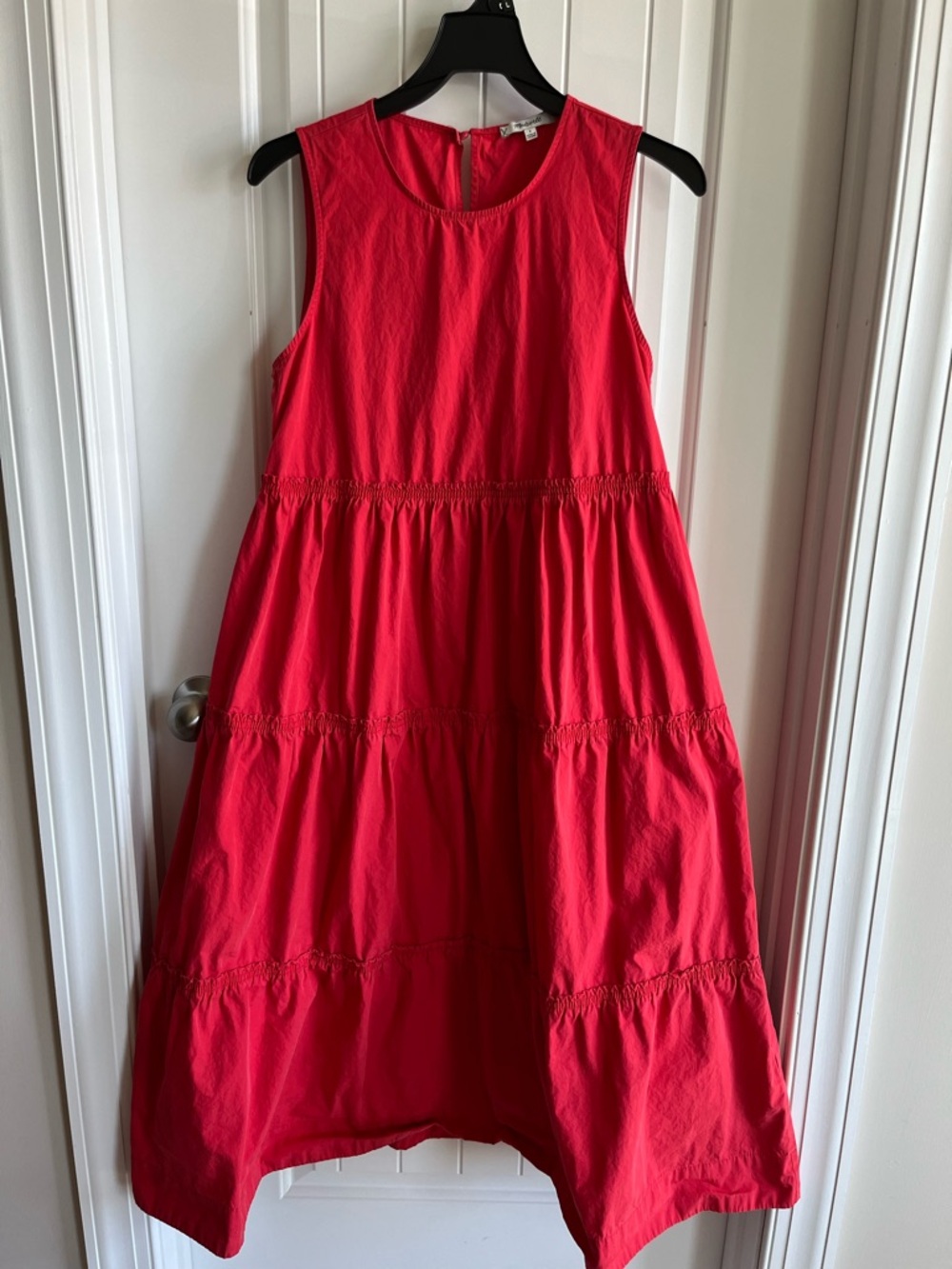 Madewell Bright Red Cattail Tiered Sleeveless Dress
